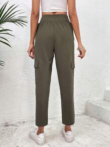 SHEIN LUNE Pantaloni cargo solidi cu buzunare laterale
