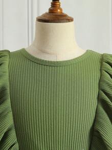 Girls Floral Embroidery Ruffle Trim Mesh Overlay Bow Front Dress - Multicolor - View 4