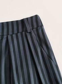 ROMWE Goth Striped Print Wide Leg Trousers - Multicolor - View 4