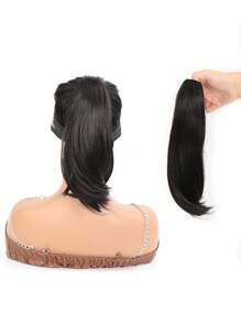Short Straight Ponytail Synthetic Hair Extension - Black - View 1