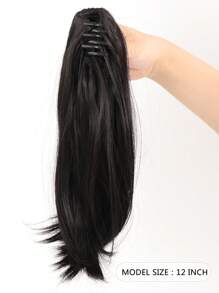 Short Straight Ponytail Synthetic Hair Extension - Black - View 2