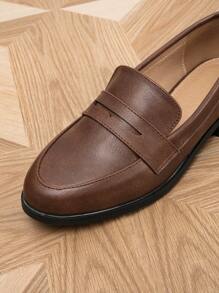 Women's Elegant Brown Loafer Flat Shoes - Chocolate Brown - View 8