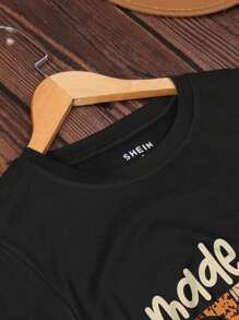 INAWLY 80 年代制造的标语图案 T 恤（全部为原装）图案 T 恤女式上衣 - 黑色 - 查看 5