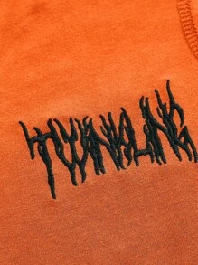 SHEIN ICON Letter Graphic Asymmetrical Hem Tank Top - Orange - View 3