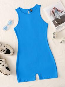 SHEIN EZwear Solid Unitard Romper | SHEIN USA