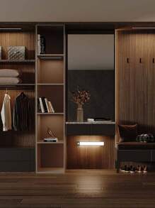 1pc Night Lights Under The Wireless Cabinet, Modern Magnetic Design Motion Sensor Under Cabinet Light For Home, The Cabinet USB Charging Closet Light, Cabinet, Closet, Corridor, Staircase, Tableware Room, Wardrobe Night Light - White - View 1