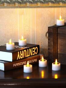 1 pieza Lámpara solar para césped de ABS, diseño creativo de vela, luz solar resistente al agua para caminos exteriores, iluminación de jardín exterior para caminos, patio, y yarda - Amarillo - Ver 1