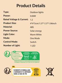 1 pieza Lámpara solar para césped de ABS, diseño creativo de vela, luz solar resistente al agua para caminos exteriores, iluminación de jardín exterior para caminos, patio, y yarda - Amarillo - Ver 7