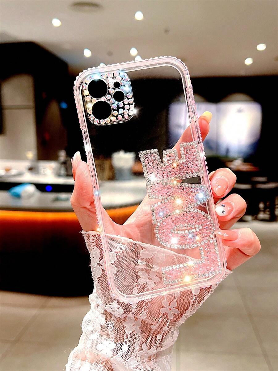 Ốp lưng điện thoại trong suốt đính đá chữ cái, phiên bản quốc tế, không phải phiên bản nội địa. - Nhiều màu - Xem 1