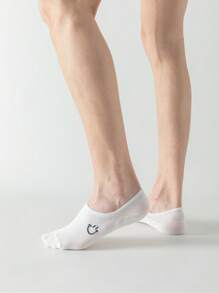 10對男士表情圖案船襪 - 黑與白 - 查看 2