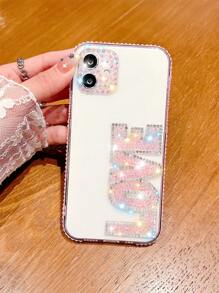 Ốp lưng điện thoại trong suốt đính đá chữ cái, phiên bản quốc tế, không phải phiên bản nội địa. - Nhiều màu - Xem 4