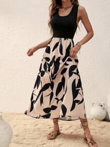 SHEIN Clasi Graphic Print Sleeveless A-line Dress - Multicolor - View 3