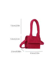 Túi vuông tối giản Mini Neon hồng nỉ Valentine - Màu Hồng Tươi - Xem 3