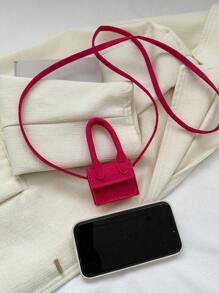 Túi vuông tối giản Mini Neon hồng nỉ Valentine - Màu Hồng Tươi - Xem 4