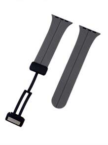 1条硅胶磁吸表带，兼容 42mm、38mm、40mm、41mm、44mm、45mm、46mm、49mm，时尚智能手表替换表带，适用于Series Ultra2、Ultra SE2、SE 11、10、9、8、7、6、5、4、3、2、1，可作为学生返校礼物 - 深灰色 - 查看 2