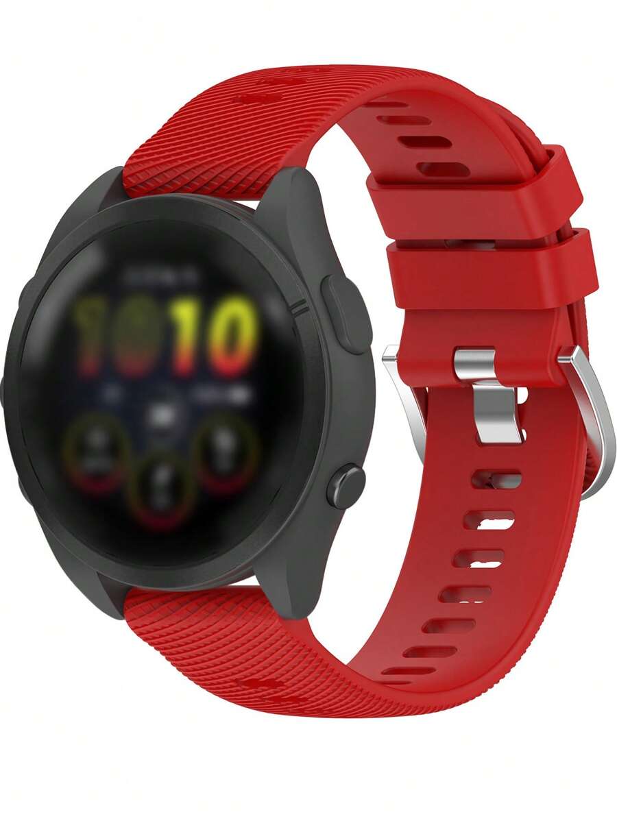 1入組格紋壓花矽膠錶帶兼容Garmin Forerunner 265/255/265S/255S - 紅色 - 查看 1