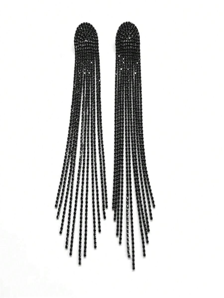 Rhinestone tua thả bông tai - Màu Đen Súng - Xem 1