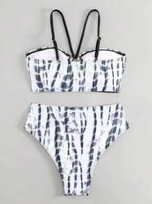Bộ Bikini Cut-Out Đi Biển Mùa Hè Tie Dye - trắng - Xem 4
