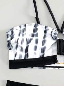 Bộ Bikini Cut-Out Đi Biển Mùa Hè Tie Dye - trắng - Xem 7
