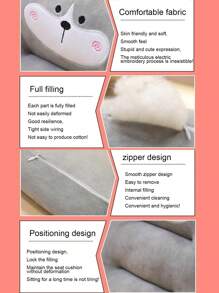 1入組卡通車加高座椅軟墊-辦公室加高座椅軟墊-女士特別聯係汽車座墊司機坐墊一般汽車用品配件 - 灰色 - 查看 4