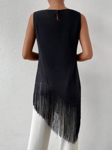 Chiquease 流苏不对称下摆背心、无袖上衣