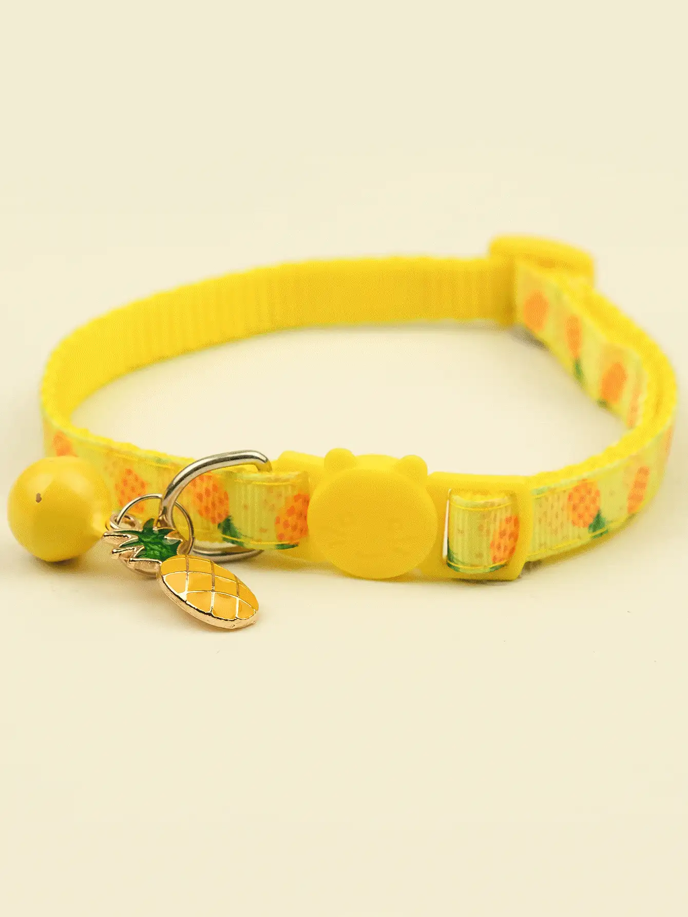 1pc Pineapple Print Pet Collar For Dog And Cat For Outdoor - Yellow - View 2