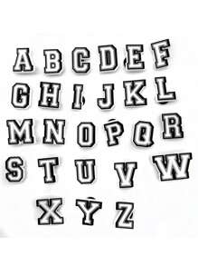 26pcs Letter Design Shoe Decoration, PVC Fashionable Accessories For Clogs Slides - Black and White - View 4