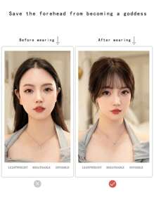 Short Straight Synthetic Hair Bangs - Black - View 2