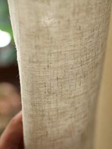 1 tấm rèm giả vải lanh phong cách Nhật Bản cổ điển, cách nhiệt bảo vệ sự riêng tư trong suốt - Màu be - Xem 4