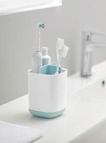 1pc Multi-grid Storage Box, Blue Plastic Toothbrush Storage Box, For Bathroom - Blue - View 4