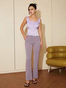 Solid Button Front Tank Top