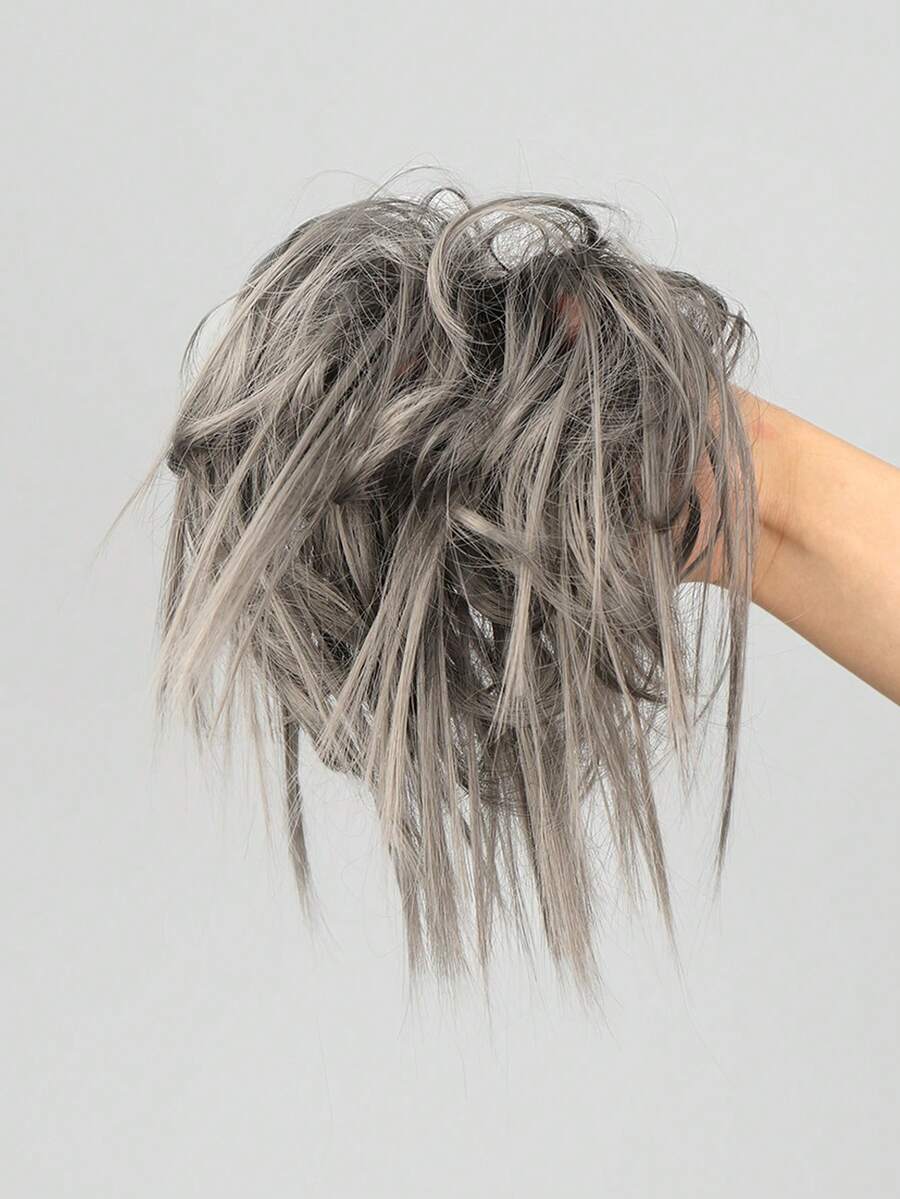 Updo de cabello recto sintético - Gris - Ver 1