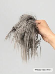 Updo de cabello recto sintético - Gris - Ver 2