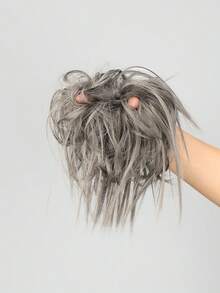 Updo de cabello recto sintético - Gris - Ver 3