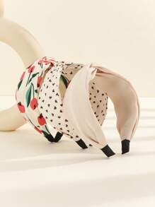 3入組女士花和愛心圖案時尚髮箍適用於日常 - 彩色 - 查看 2