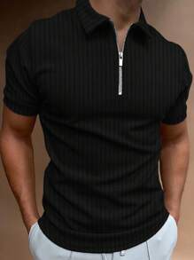 Manfinity Homme Men Quarter Zip Polo Shirt - Black - View 1