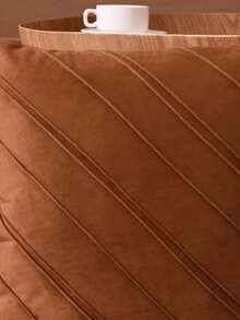 1 件組純色天鵝絨褶皺墊套,適合居家裝飾、沙發枕頭、汽車枕頭套替換件 - 棕色 - 查看 2