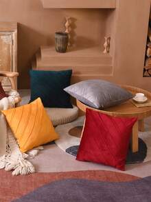 1 件組純色天鵝絨褶皺墊套,適合居家裝飾、沙發枕頭、汽車枕頭套替換件 - 棕色 - 查看 5