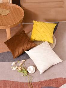 1 件組純色天鵝絨褶皺墊套,適合居家裝飾、沙發枕頭、汽車枕頭套替換件 - 棕色 - 查看 6