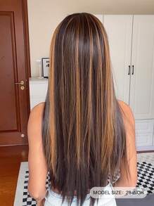 HAIRCUBE 女式直頭帶假髮棕色高光合成頭帶假髮（28 英寸）