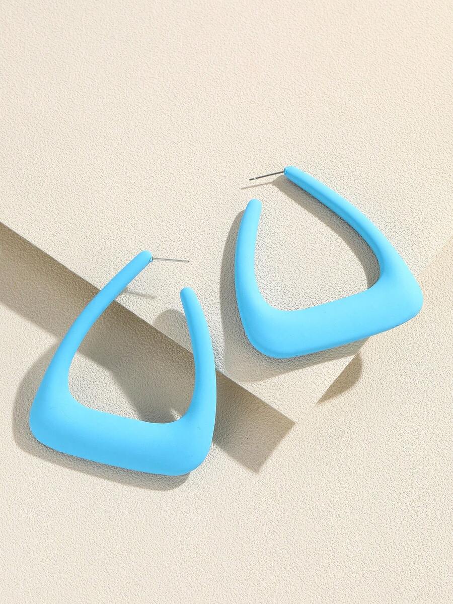 2入組幾何設計開口耳環 - 薄荷藍 - 查看 1