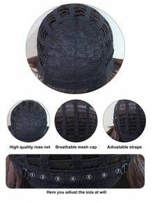 男士短直筒角色扮演合成假髮帶劉海 - 棕色 - 查看 8