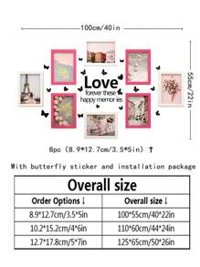 8 khung ảnh PS với nhãn dán bướm, khung đơn giản để trang trí nhà - Đỏ và trắng - Xem 3