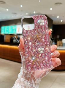 Rhinestone Decor Phone Case Compatible With iPhone 15/15Pro/15Plus/15Promax