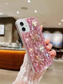 Rhinestone Decor Phone Case Compatible With iPhone 15/15Pro/15Plus/15Promax