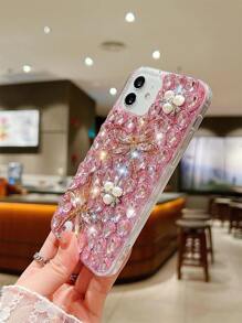 Rhinestone Decor Phone Case Compatible With iPhone 15/15Pro/15Plus/15Promax