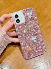 Rhinestone Decor Phone Case Compatible With iPhone 15/15Pro/15Plus/15Promax