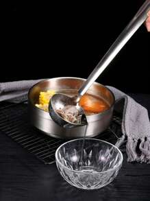 1pc New Thick Stainless Steel Tapered Oil Dropper Spoon - Silver - View 3