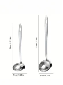 1pc New Thick Stainless Steel Tapered Oil Dropper Spoon - Silver - View 2