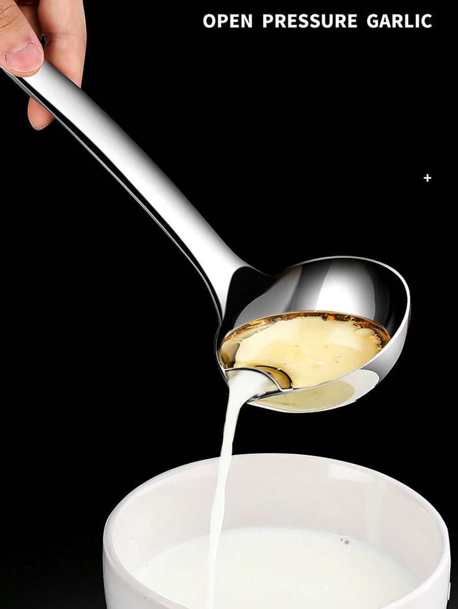 1pc New Thick Stainless Steel Tapered Oil Dropper Spoon - Silver - View 1